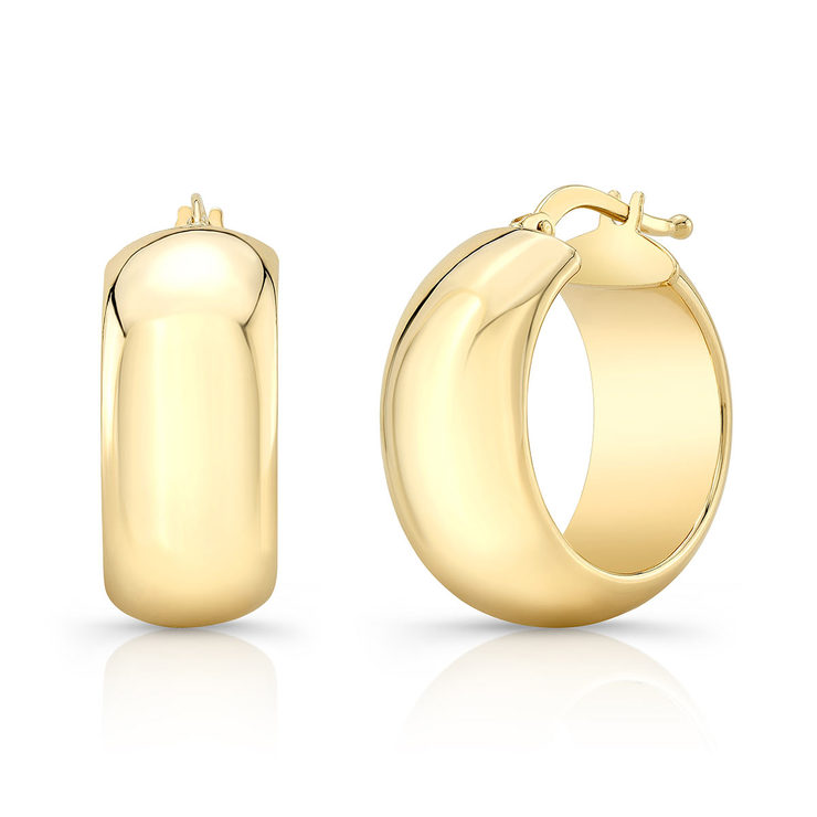 14ct Yellow Gold Shiny Hoop Earrings | Costco UK