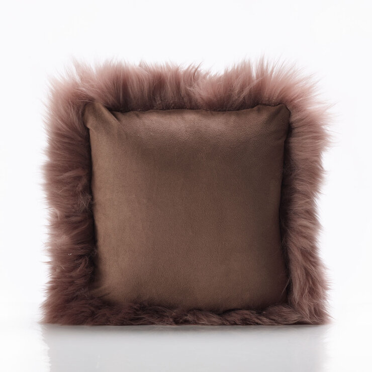 Bowron Long Wool Sheepskin Single Sided Cushion, 35 x 35cm in Paco