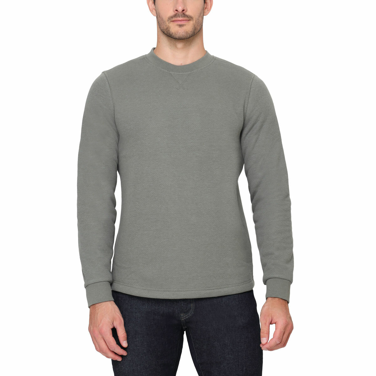 BC Clothing Men's Waffle Crew Sweater in Green
