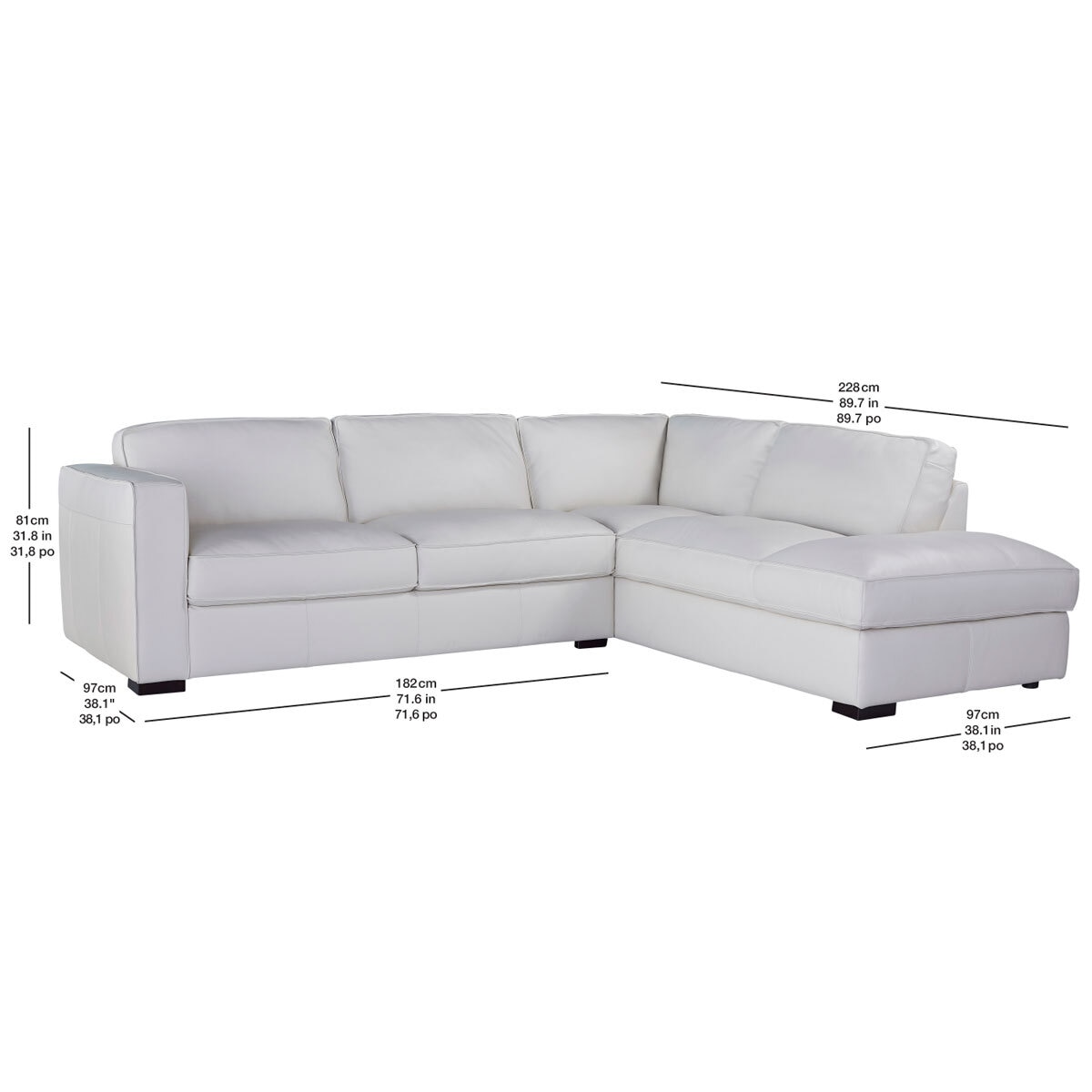 Natuzzi Grey Leather 2pc Sectional Sofa in Cream Costco UK