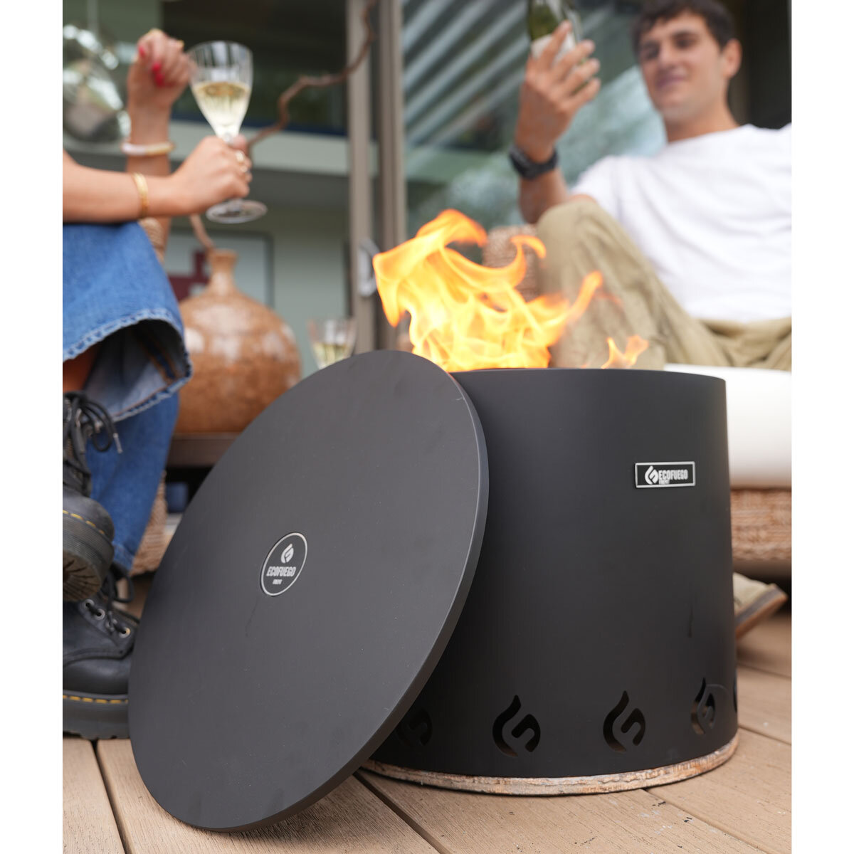 Eco Fuego Steel Fire Pit Bundle + Cover