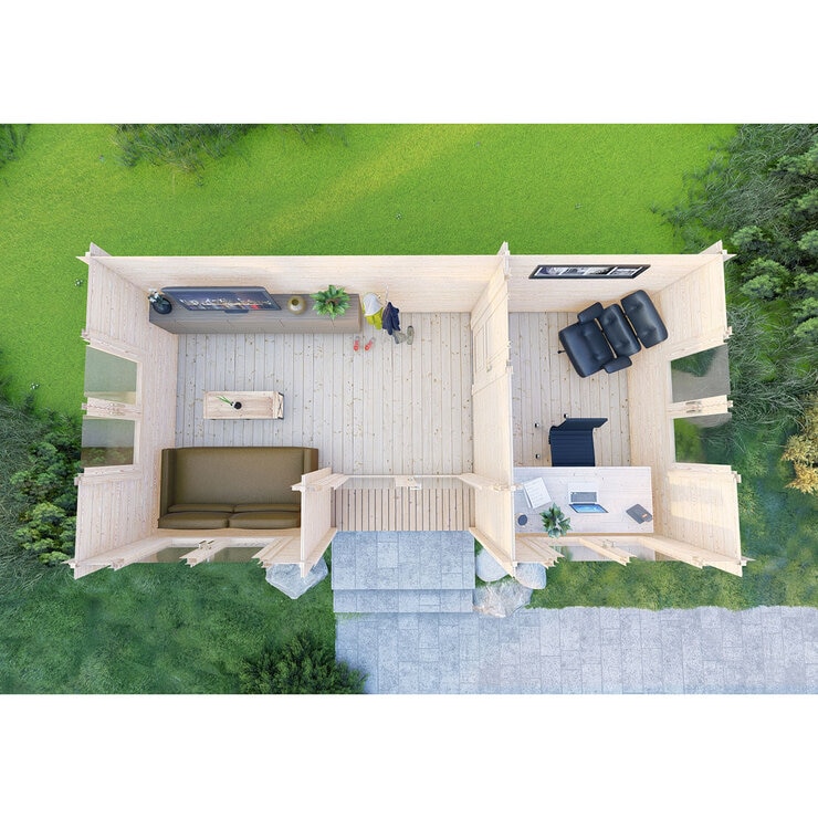 Installed Shire Whinfell 44mm Log Cabin 20 x 10ft (6 x 3m)