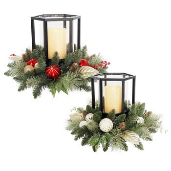Holiday Pine Centrepiece with LED Candle