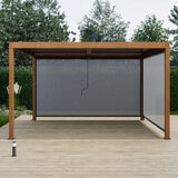 Alvivo 9ft 8" x 13ft 3" (3 x 4m) Wood-Look Louvered Aluminium Pergola Bundle with 3 Pull-Down Screens