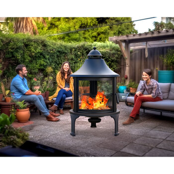 Northwest Sourcing Elevated Round Wood Burning Fire Pit with Swing Out Grill