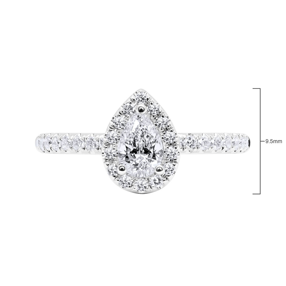 0.76ctw Pear & Round Brilliant Cut Diamond Halo Ring, 18ct White Gold