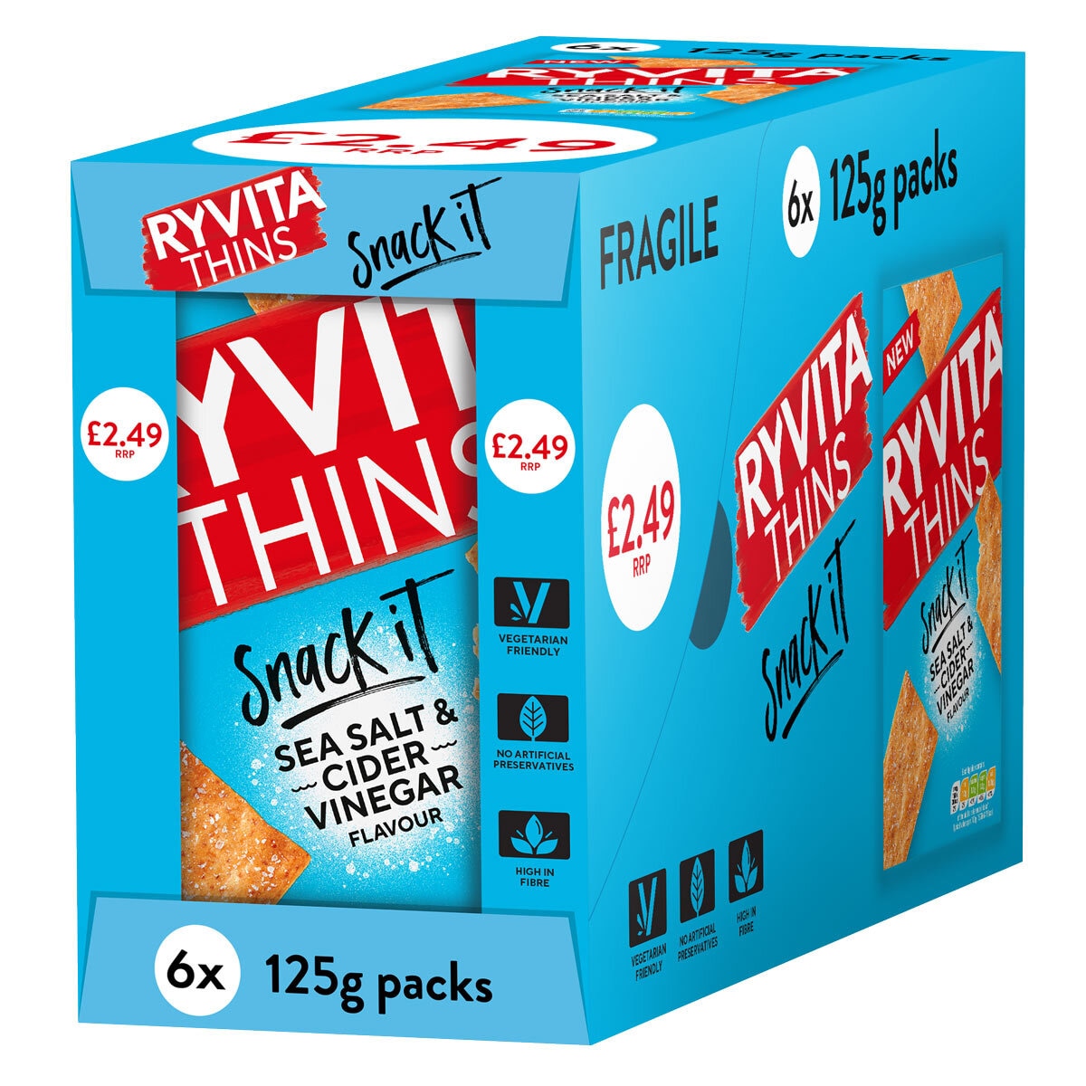 Ryvita Salt & Vinegar Thins, 6 x 125g