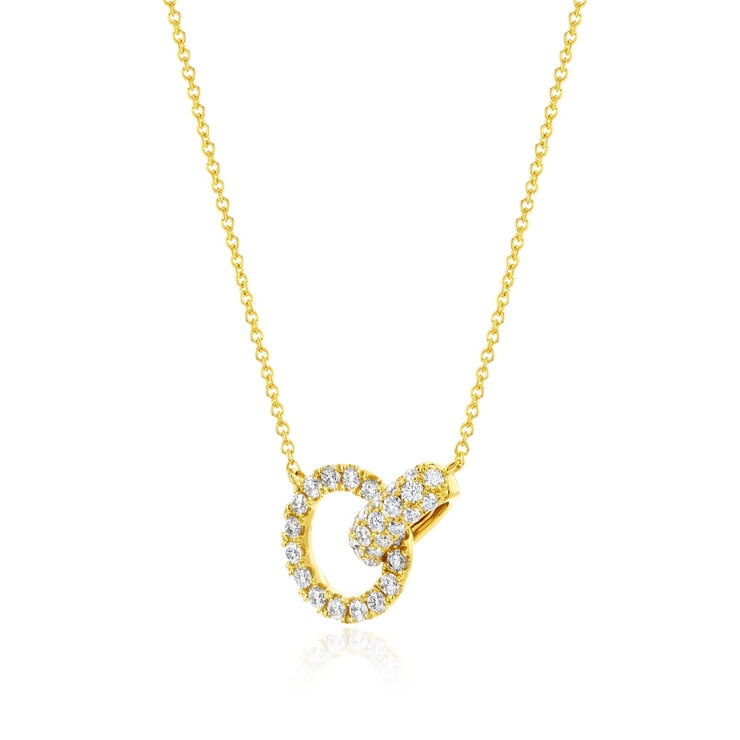 0.50ctw Round Brilliant Cut Diamond Interlocking Circle Necklace, 14ct Yellow Gold