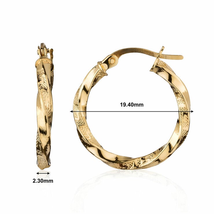 14ct Yellow Gold Twist Hoop Earrings 14ct Yellow Gold Twist Hoop Earrings