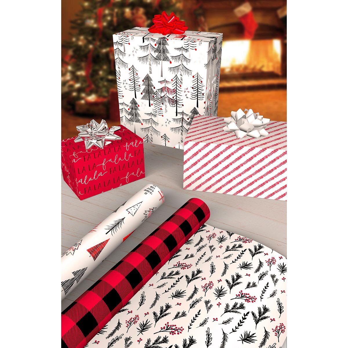 Buy KS Red White Black Wrapping Paper Lifestyle Image at Costco.co.uk