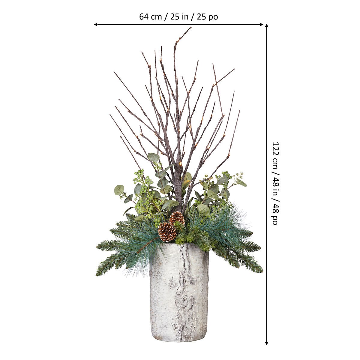 4ft (1.2m) Porch Christmas Topiary with Warm White LED Lighted Branch