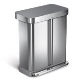 simplehuman 58L Dual Compartment Step Can Bin 