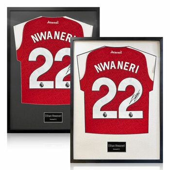 Ethan Nwaneri Signed Framed Arsenal Football Shirt in White or Black