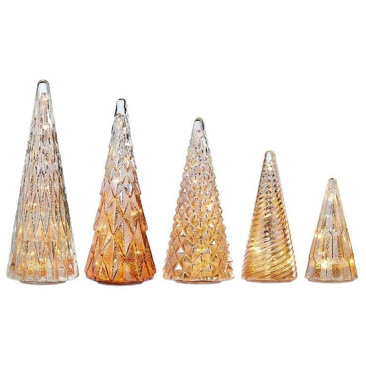 Buy Glass Trees 5 Pack Gold Overview Image at Costco.co.uk