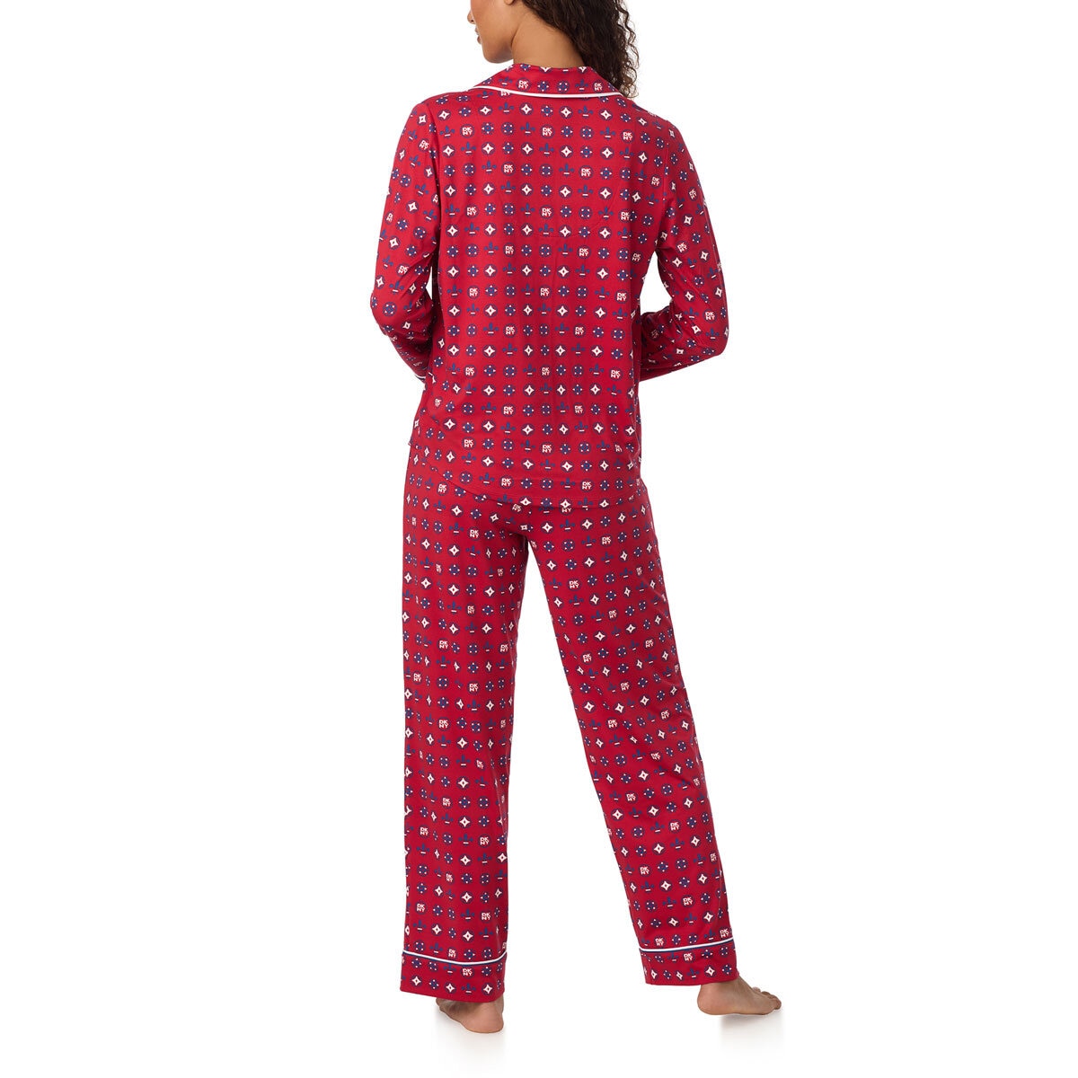 DKNY Notch Collar Pyjama Set in Red Print