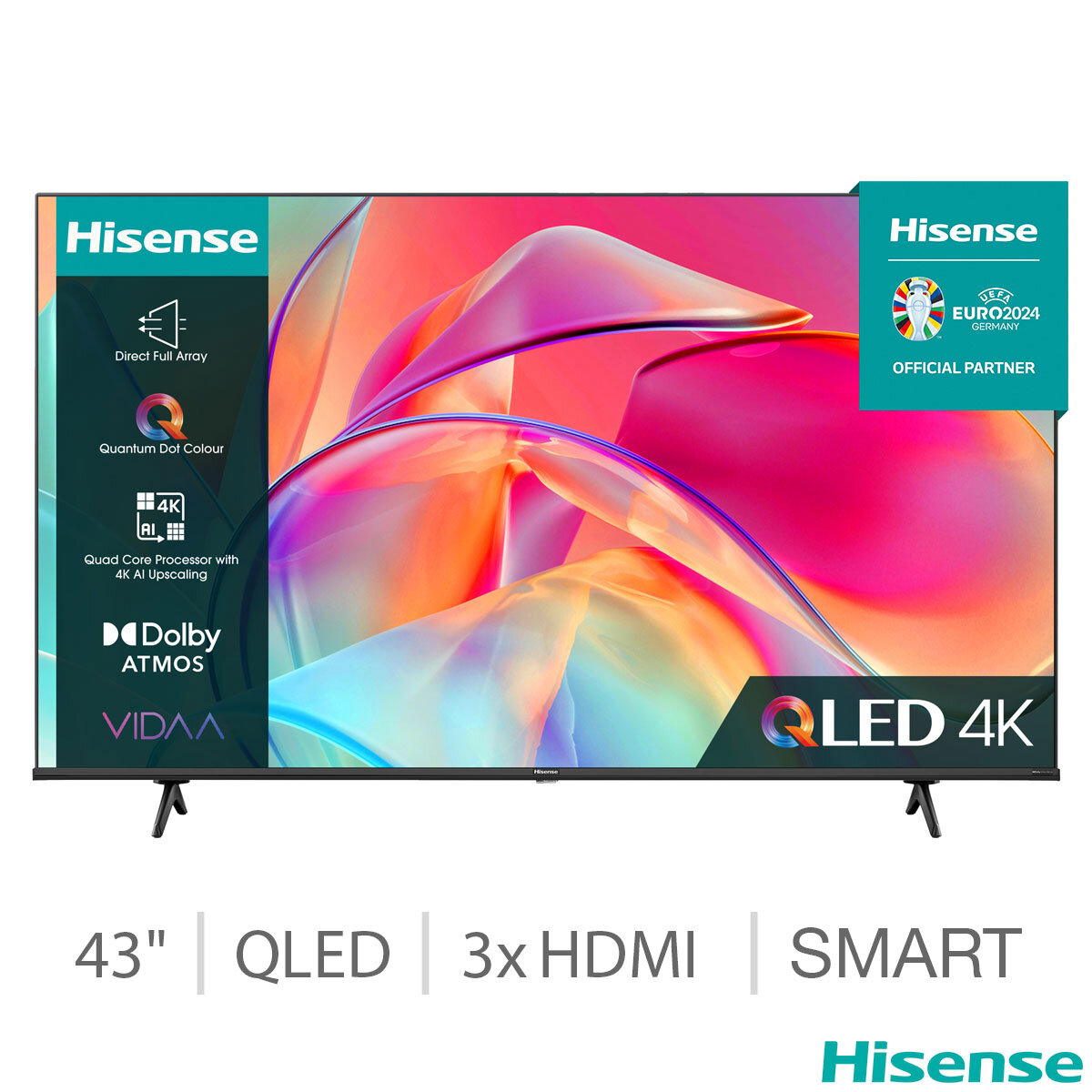 Hisense 43E7KQTUK 43 Inch QLED 4K UHD Smart TV | Costco UK
