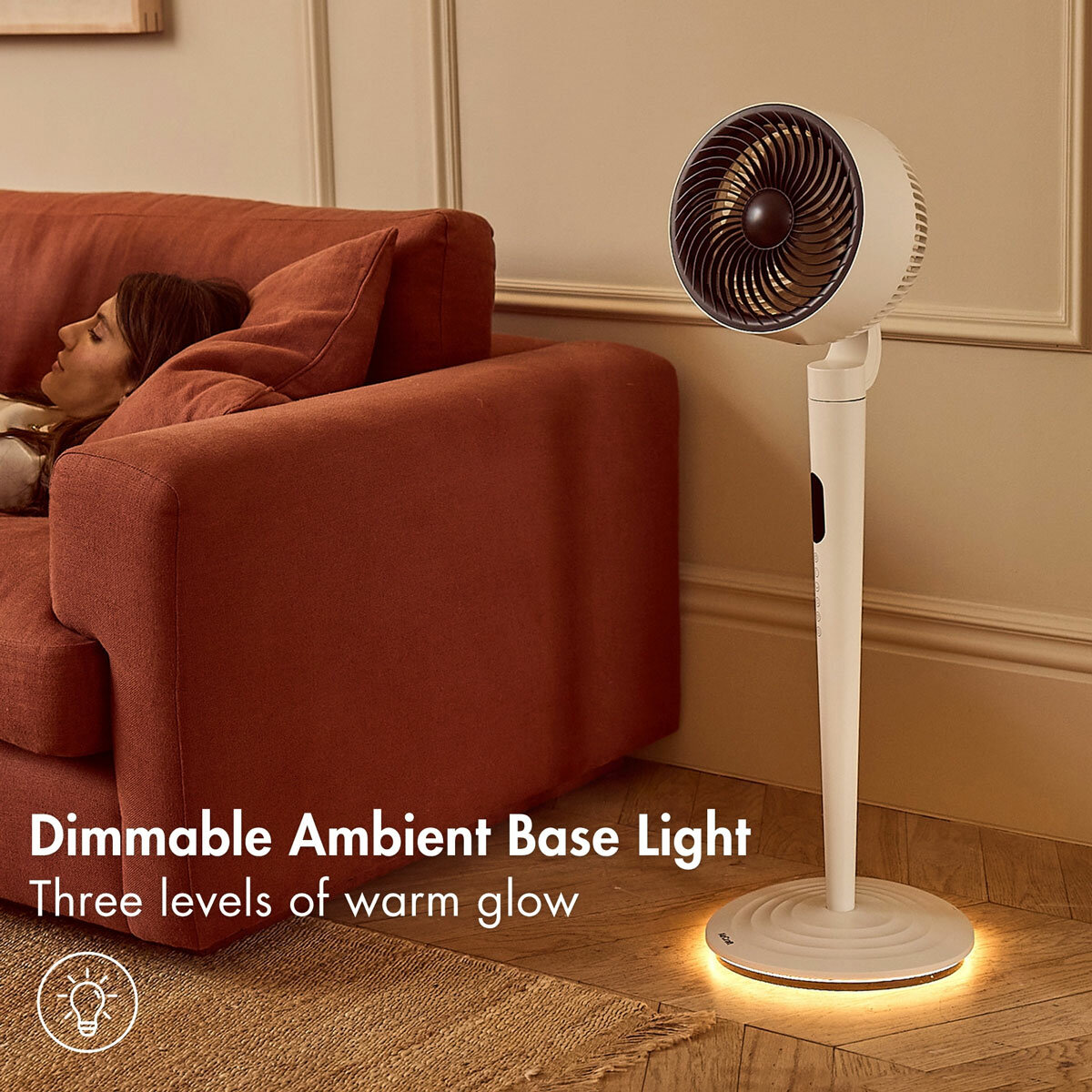 Aircraft Air Lume Pedestal Fan Dimmable Ambient Base Light - three levels of warm glow