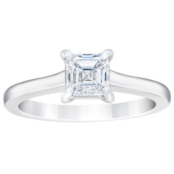 1.00ct Square Step Cut Diamond Solitaire Ring, Platinum