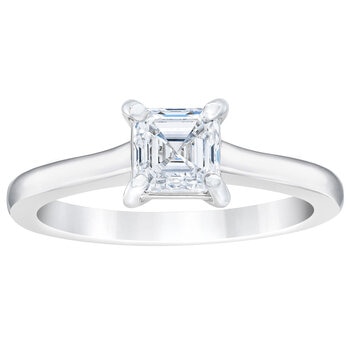 1.00ct Square Step Cut Diamond Solitaire Ring, Platinum