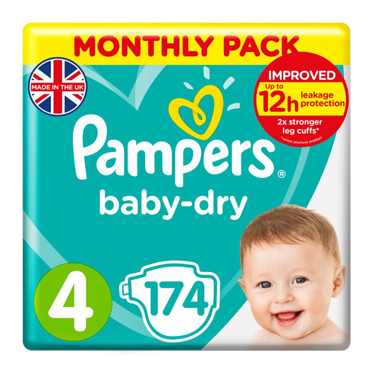 Pampers Baby Dry Nappies Size 4, 36 x Monthly 174 Pack Pampers Baby Dry Nappies Size 4, 36 x Monthly 174 Pack