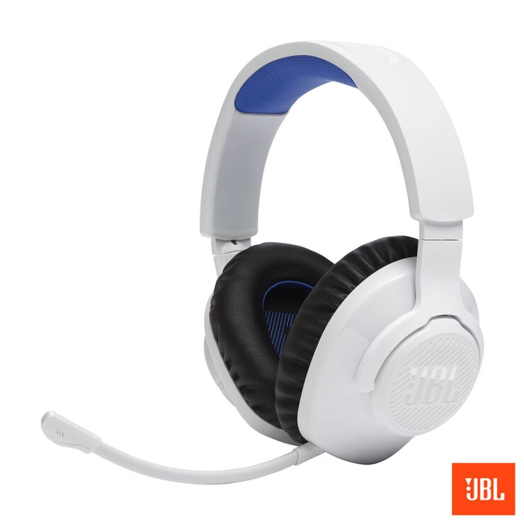 JBL Quantum 360P Wireless Headset for PS4, PS5, Xbox, PC, Switch in White & Blue
