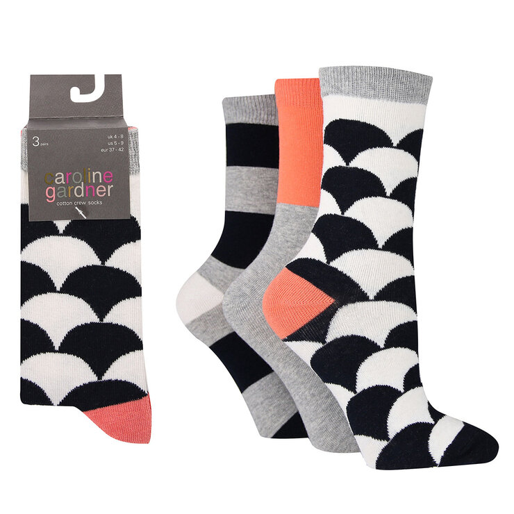 Caroline Gardner Ladies Crew Sock 6 Pack in Navy Caroline Gardner Ladies Crew Sock 6 Pack in Navy