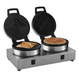 Dualit Waffle and Toaster grill open position with waffle and toastie