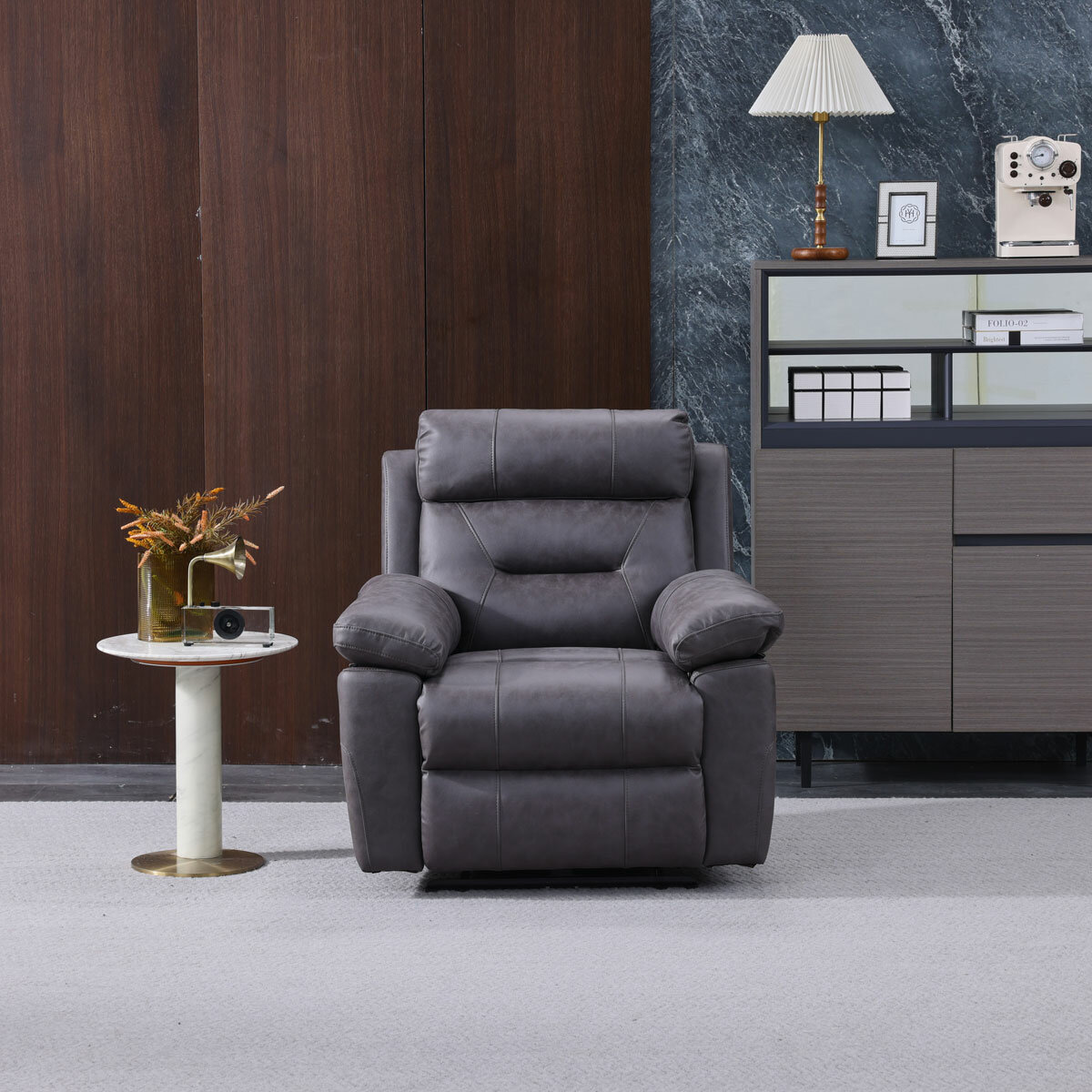 Lucca Grey Fabric Power Recliner Armchair