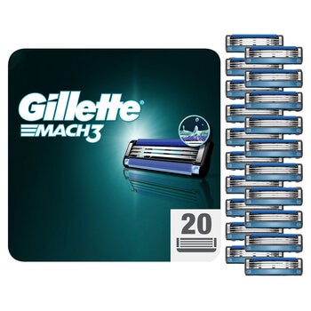 Gillette Mach3 Razor Blades, 20 Pack 