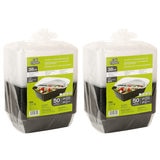 Café Express Black Plastic Containers Clear Lids Stacked 2 x 50 Pack