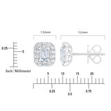 1.0ctw Emerald Cut Halo Earrings