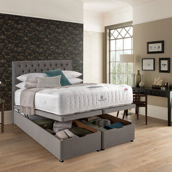 Pocket Spring Bed Company Pemberley Mattress & Light Grey Full Ottoman Divan in 3 Sizes