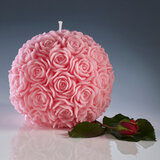 Amelia Amour 21cm Rose Ball Unscented Candle with Mirror Plate in Pink