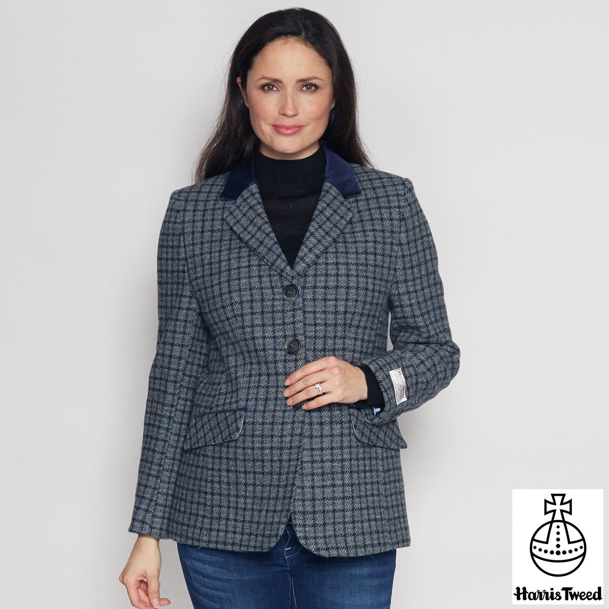 grey check womens blazer