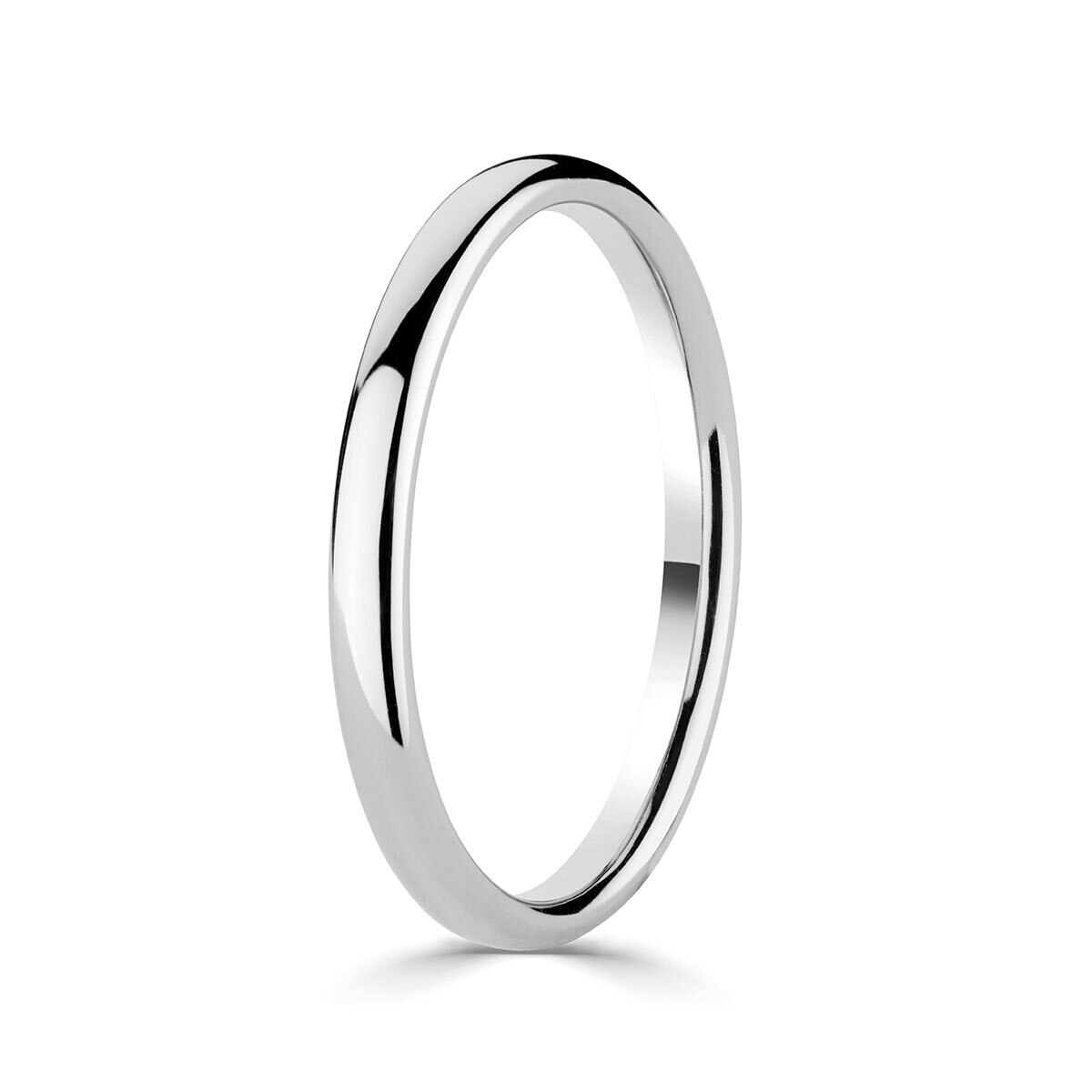 2.0mm Basic Light Court Wedding band. 18ct White Gold