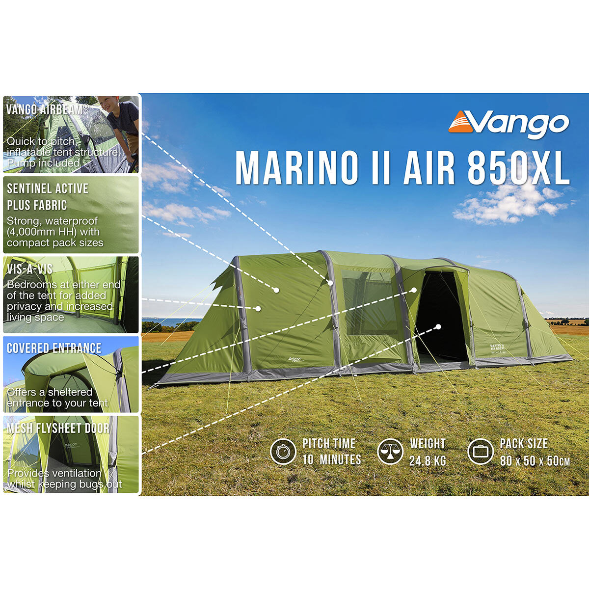 Vango Marino 850 XL AirBeam® 8 Person Family Tent