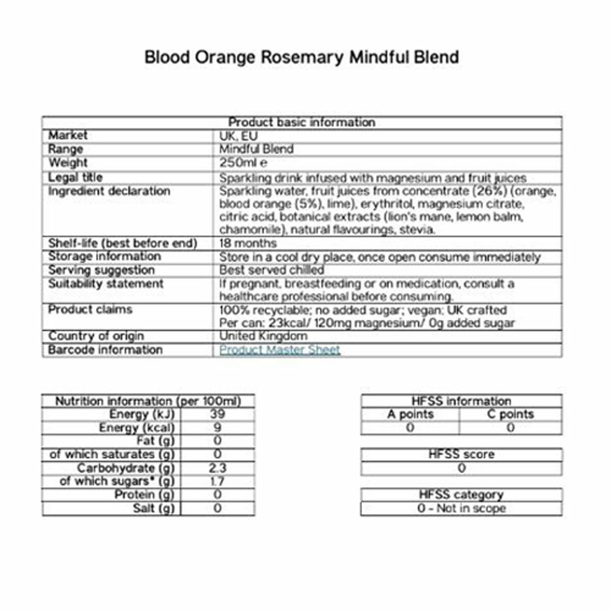 Nutritional Information