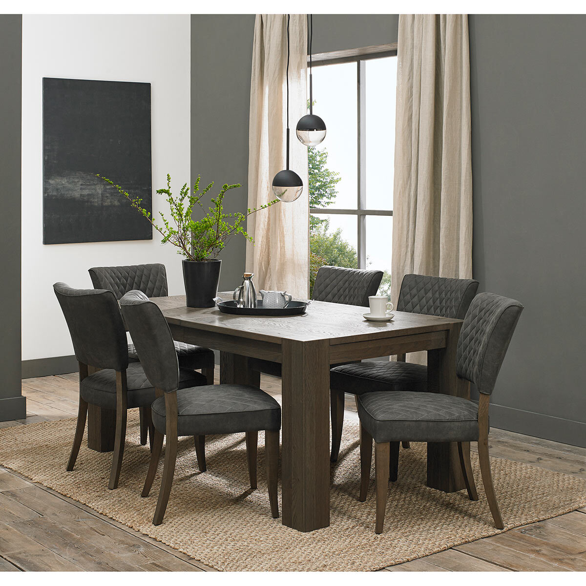 Bentley Designs Belgarave Dark Grey Diamond Stiched Fabric Chairs