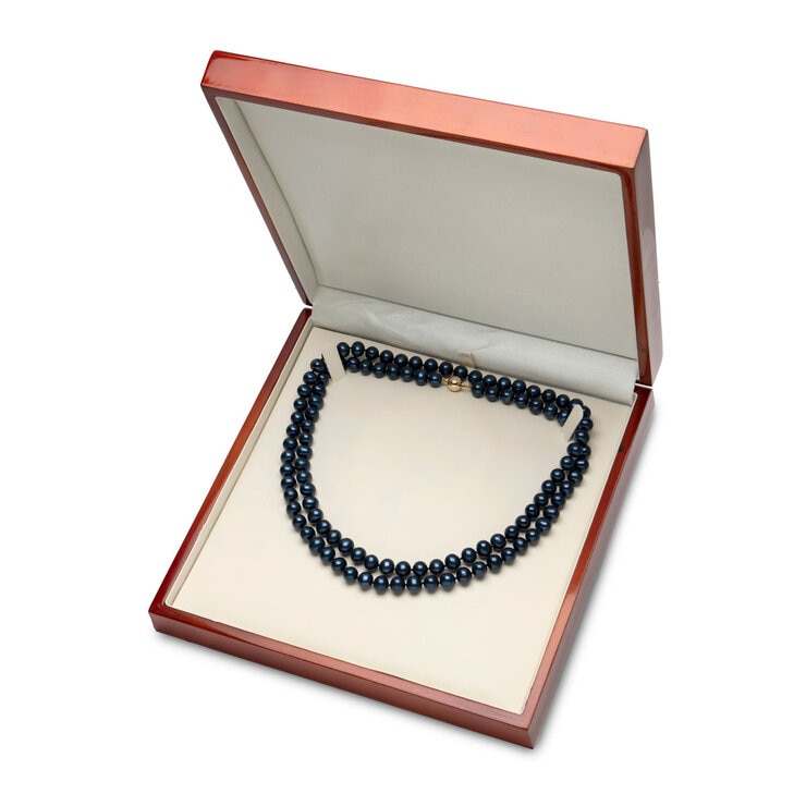 7.5mm-8mm Freshwater Black Pearl Necklace, 18ct Yellow Gold 7.5mm-8mm Freshwater Black Pearl Necklace, 18ct Yellow Gold