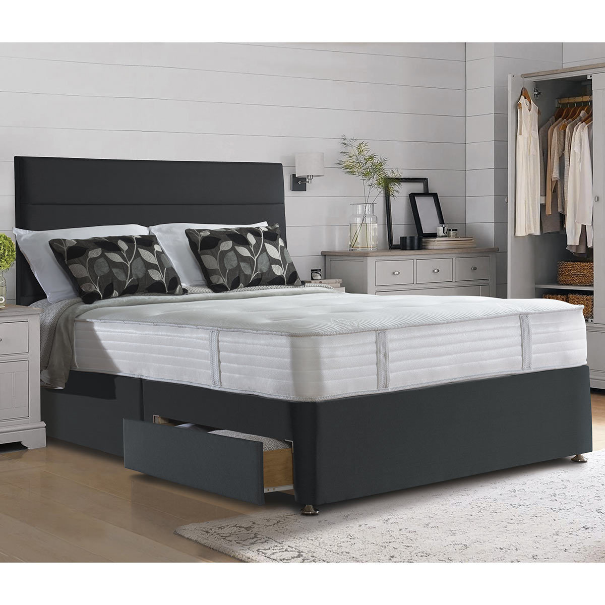 Sealy Charcoal Fabric Full Height Headboard, Super King Costco UK