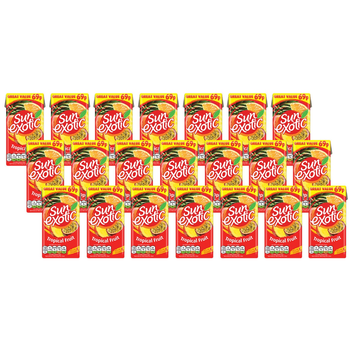 Sun Exotic Tropical Fruit Juice PMP 69p, 27 x 288ml