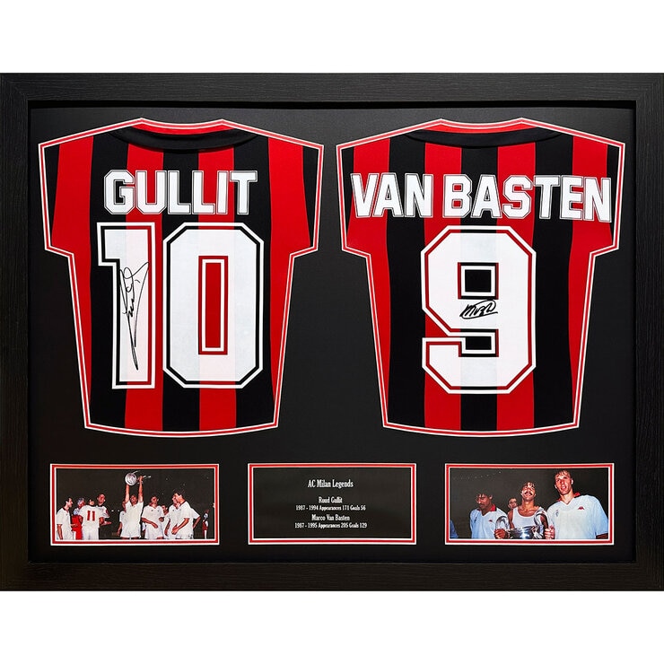 Gullit & Van Basten double signed AC Milan shirt display Gullit & Van Basten double signed AC Milan shirt display