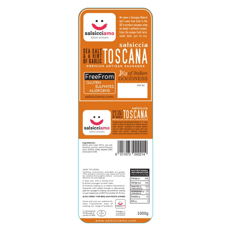 Salsicciamo Toscana Premium Artisan Sausage, 1kg