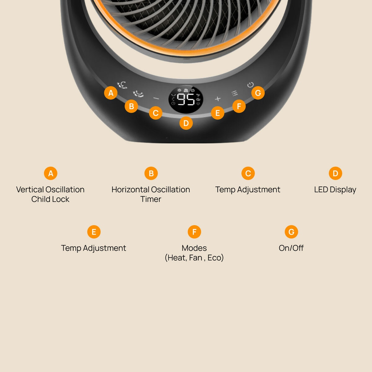 Lifestyle image of Dreo Whole Room Heater and Circulator showing functions