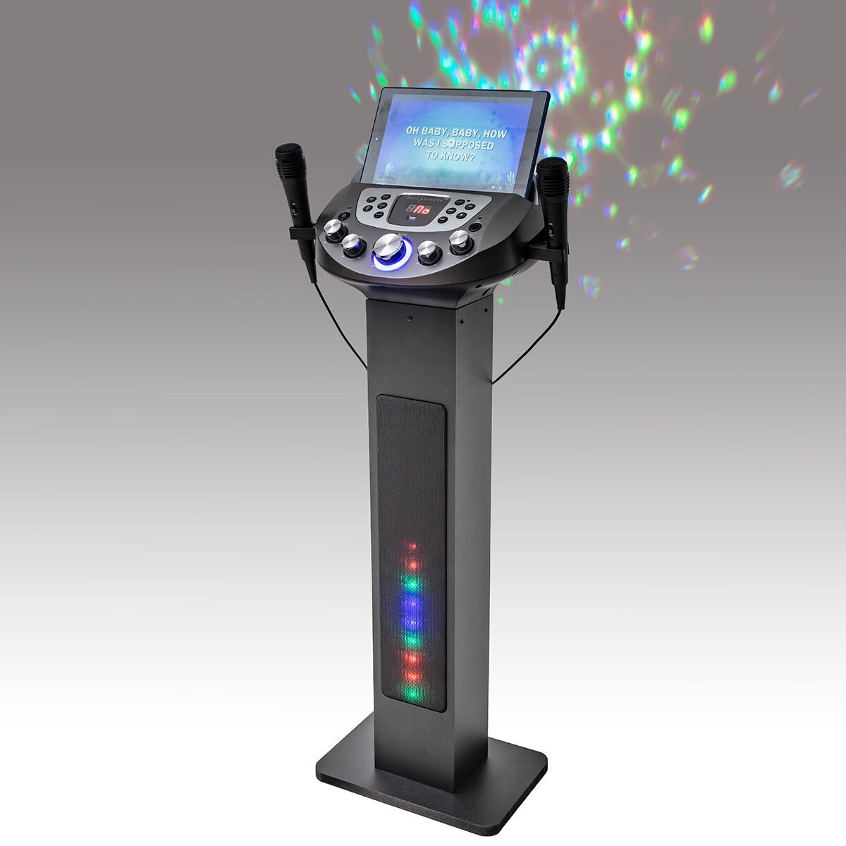 grey background image of karaoke machine