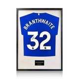 Jarred Branthwaite Signed Framed Everton Football Shirt in 2 Options: White or Black Mount