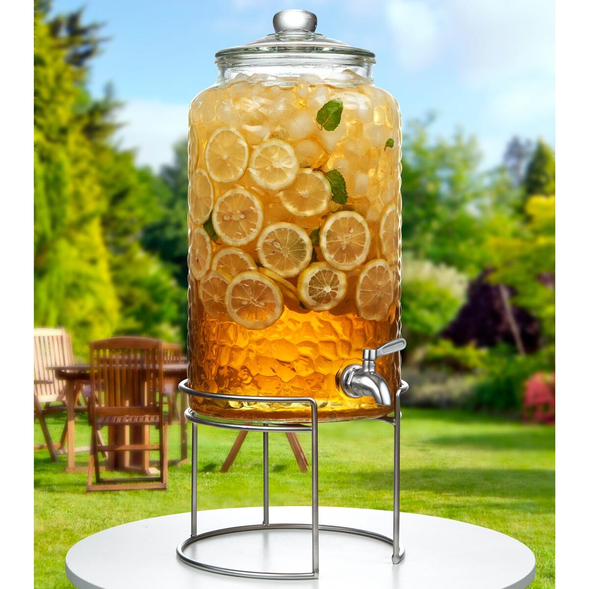 King Crystal 12 Litres Glass Drink Dispenser with Stand