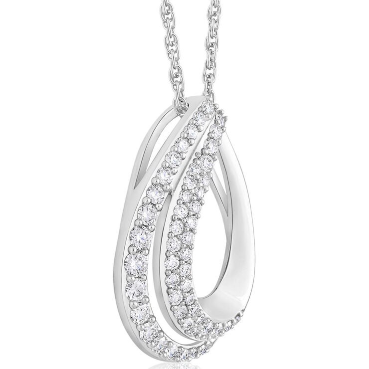 0.50ctw Round Brilliant Cut Diamond Pendant, 18ct White Gold Costco UK