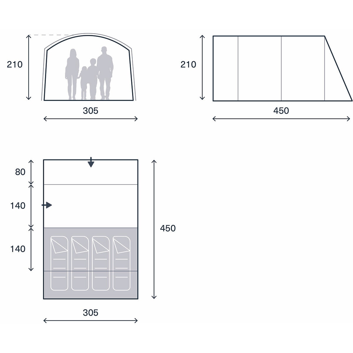 Graphic of the floor plan of the tent