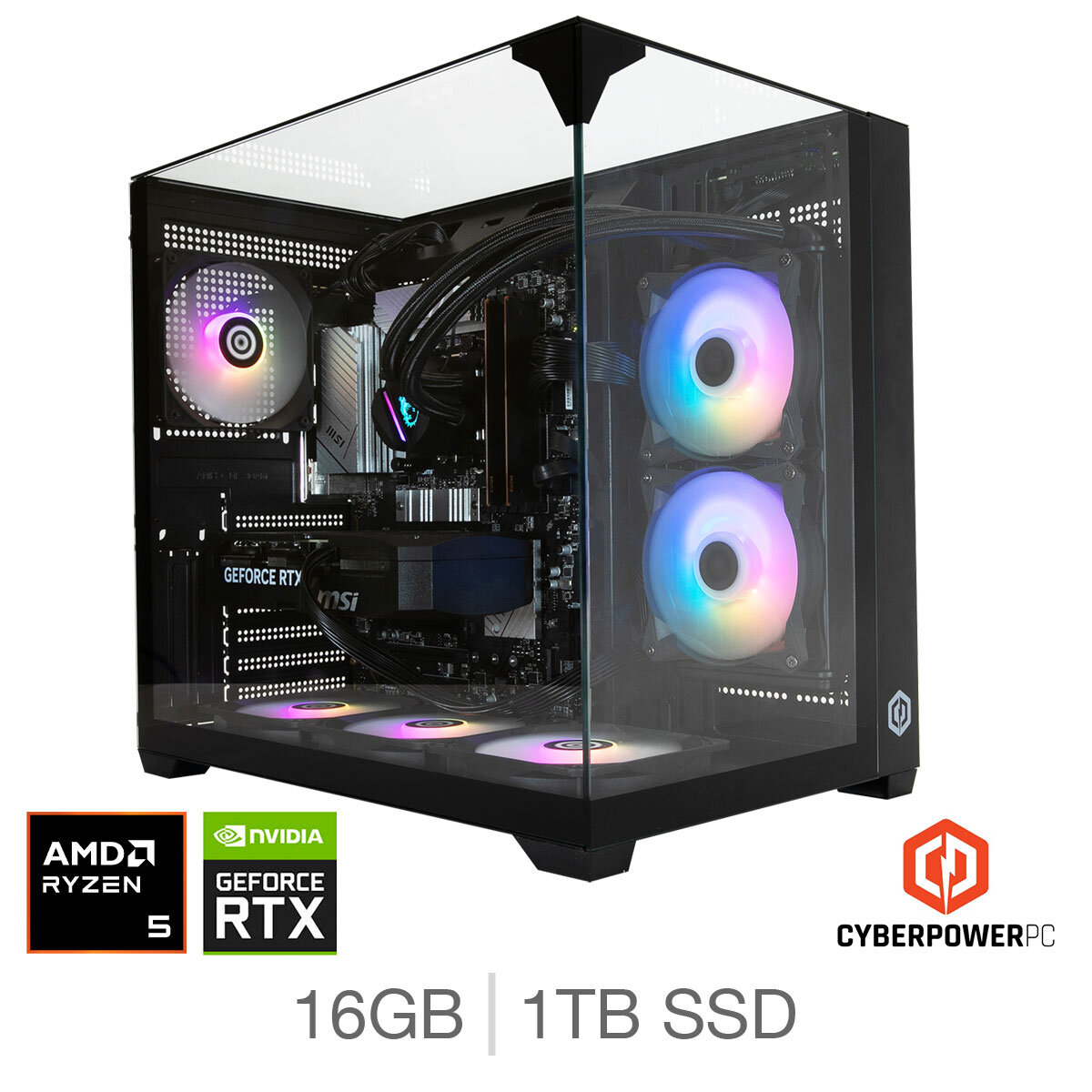Cyberpower, AMD Ryzen 5, 16GB RAM, 1TB SSD, NVIDIA GeForce RTX 5060Ti, Gaming Desktop PC